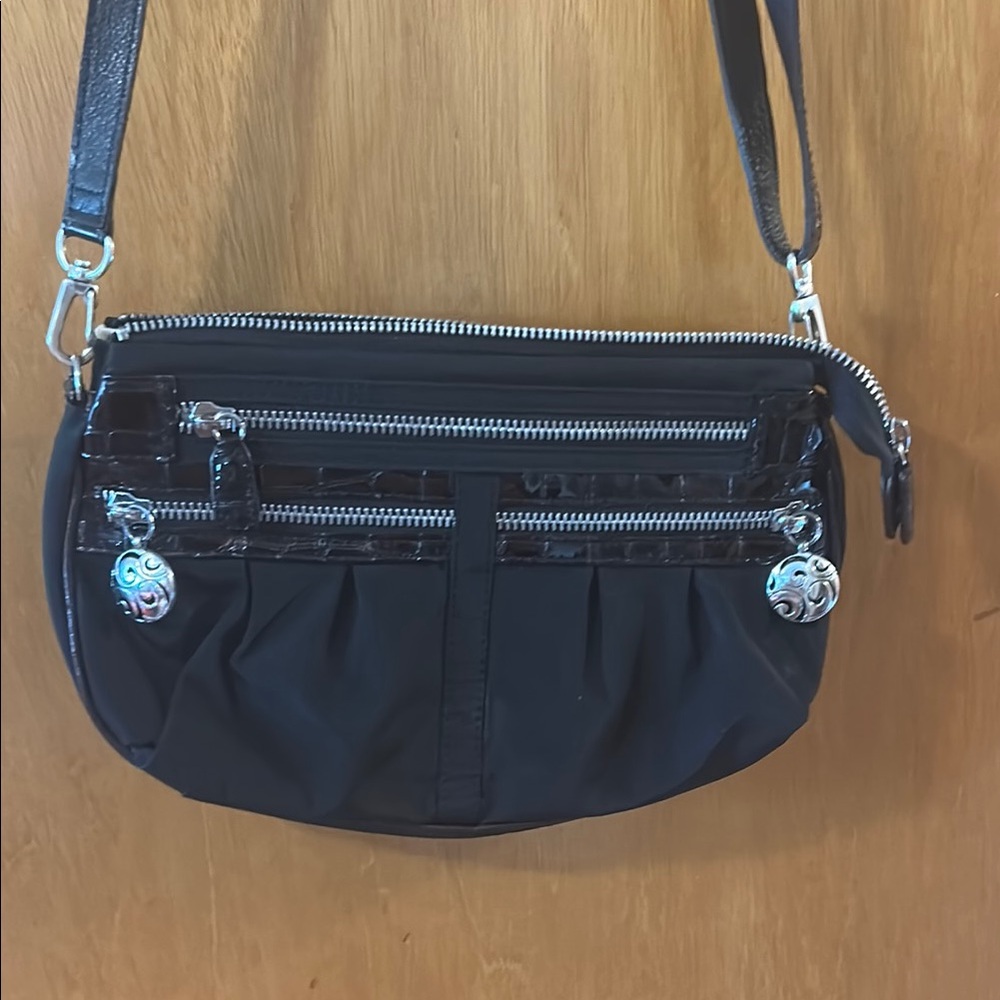 Brighton Black Crossbody Bag with Silver Hardware